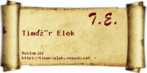 Timár Elek névjegykártya
